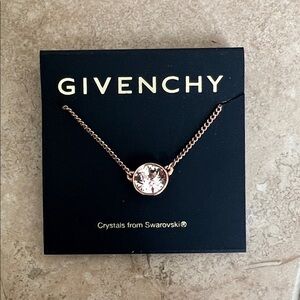 Givenchy Rose Gold Necklace with Clear Crystal